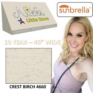 SUNBRELLA SHADE CANVAS FABRIC AWNING MARINE CREST BIRCH 4660 WATERPROOF 46"